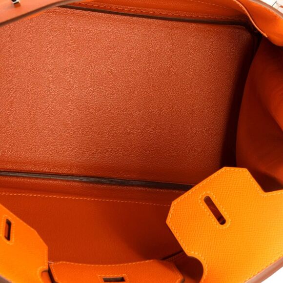 Hermes Birkin Handbag Feu Epsom with Palladium Hardware 30 Orange - Picture 6 of 8